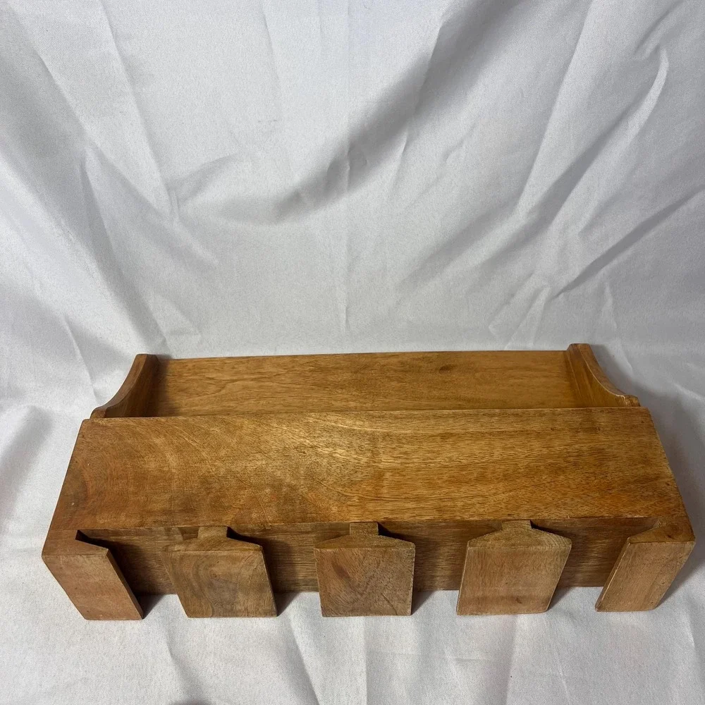 Vintage Wood Wall Mount Wine Glass Rack Stemware Holder Bar Shelf Rustic Decor